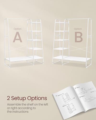 VASAGLE Clothes Rail, Clothes Rack with Shoe Shelf, 5-Tier Storage Rack, 6 Side Hooks, for Bedroom, Living Room, Cloud White and Matte White RGR116W02 - Image 6