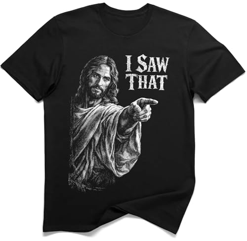 T-shirt humour chrétien Jésus Pointant graphique drôle en coton noir