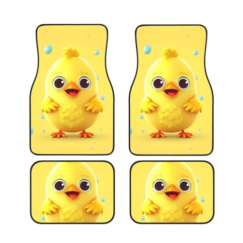 Tapis de sol voiture poule jaune - Set de 4 antidérapants pour SUV et camions