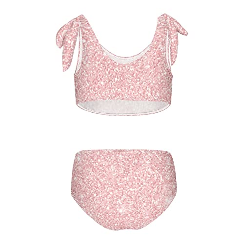 Image of KLL Rose Gold Pink Glitter Girls' Swimwear Swimsuit Cute Beach Bathing Suit
