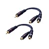 SIENOC 2x RCA male naar dual RCA female 15 cm audiokabel (marineblauw)