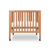Newton Baby Galileo Mini Crib Solid Beech Wood with Wheels in Chestnut Color, Mini Crib Mattress Included, Adjustable Mattress Height, Ultra-Safe Non-Toxic Finish