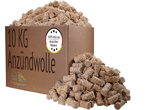 10 KG (ca. 800 Stück) Anzünder (Anzündwolle) aus in Wachs getränkter Holzwolle zu 100% aus Deutschen Wäldern Cover