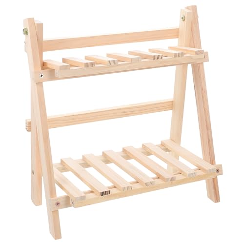 WOONEKY 折りたたみ式ダブル段収納ラック 木製卓上オーガナイザー 多機能デスク収納棚 小物整理に リビング キッチン オフィス対応
