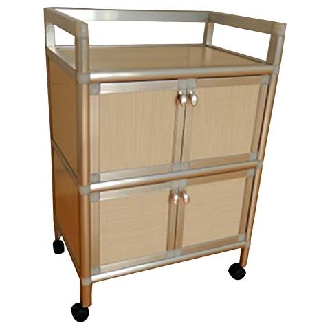 Serving Trolley Cart Mobile Kitchen Stainless Steel Solid Wood Square Double Storey Locker Universal Wheel 3 Tier Storage, Carrying Capacity 40 Kg (Color : White, Size : 49 x 33 x 71 CM) Cover