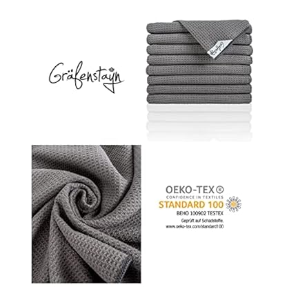 Gräfenstayn 8er-Set Geschirrtücher Microfaser - saugstarke & fusselfreie Waffelstruktur - 45x65 cm Küchenhandtücher - Oeko TEX Standard 100 - Mikrofaser-Tücher, Geschirrhandtücher (Anthrazit) – Bild 7