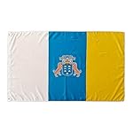 Bandera de Islas Canarias - 150cm x 90cm - Colores...: Bandera de Islas Canarias ideal para usar tanto en exterior, ya sea para colgar en el balcón o como decoración de jardín, como en interior. La mejor calidad. Hecha de material 100% poliéster, con colores brillantes y material resistente a la decolora...