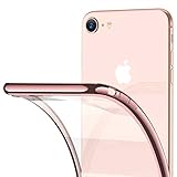RANVOO iPhone 8 Case, iPhone 7 Case, Clear Soft Slim Thin Case with Premium Flexible Chrome Bumper and Transparent TPU Back Plate Crystal Cover for Apple iPhone 8 / iPhone 7 (Rose Glod)