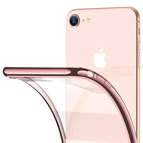 RANVOO iPhone 8 Case, iPhone 7 Case, Clear Soft Slim Thin Case with Premium Flexible Chrome Bumper and Transparent TPU Back Plate Crystal Cover for Apple iPhone 8 / iPhone 7 (Rose Glod)