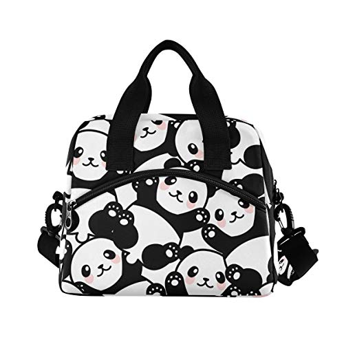 Cute Panda Lunch Bags For Women Black White Lunch Tote Bag Lunch Box Water-Resistant Thermal Cooler Bag Lunch Organizer For Working Picnic Beach Sporting #TOP1