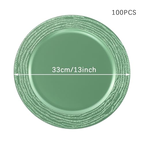 100 platos cargadores verdes redondos de 13 pulgadas miniatura 5