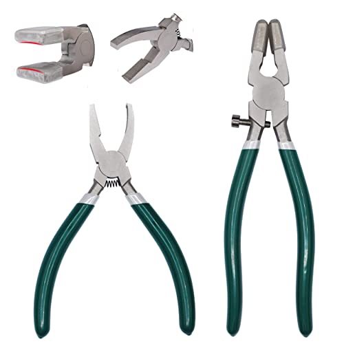 2 Pcs Heavy Duty Glass Running Pliers Tips With Adjustable Screw, Stained Glass Cutting Tool Kit Tile Cutters #TOP6