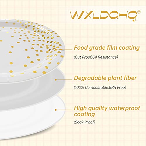 White And Gold Paper Plates Napkins Party Supplies,Disposable Gold Dot Paper Dessert Plates,105 Pcs Birthday Plates And Napkins Party Supplies For Wedding,Baby Shower,Graduation(Serves 35 Guests 7" ) #TOP6