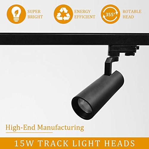 Upo Led Track Lighting, 5-Led 1500 Lumens 4000K Track Lighting Kit, Adjustable Track Head Easy Installation, Led Bulbs Included, Black #TOP1