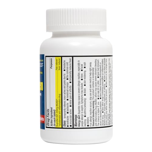 Image of HealthA2Z Ibuprofen 200mg | Pain Relief | Body Aches | Headache | Arthritis | Cramps | Back Pain | Fever Reducer (250 Count) (Pack of 2)