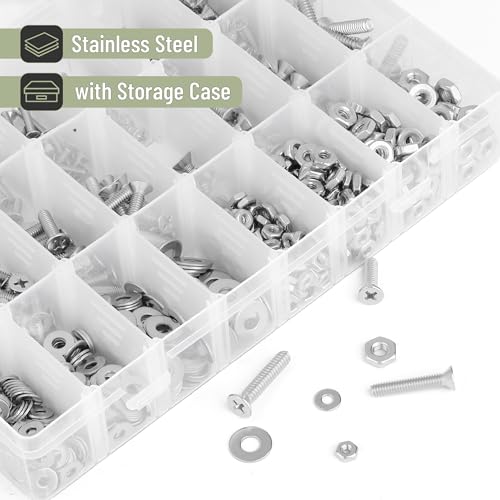 mr pen- nuts and bolts assortment kit 900 pcs stainless steel phillips flat head assorted nuts and bolts nut bolt and washer assortment