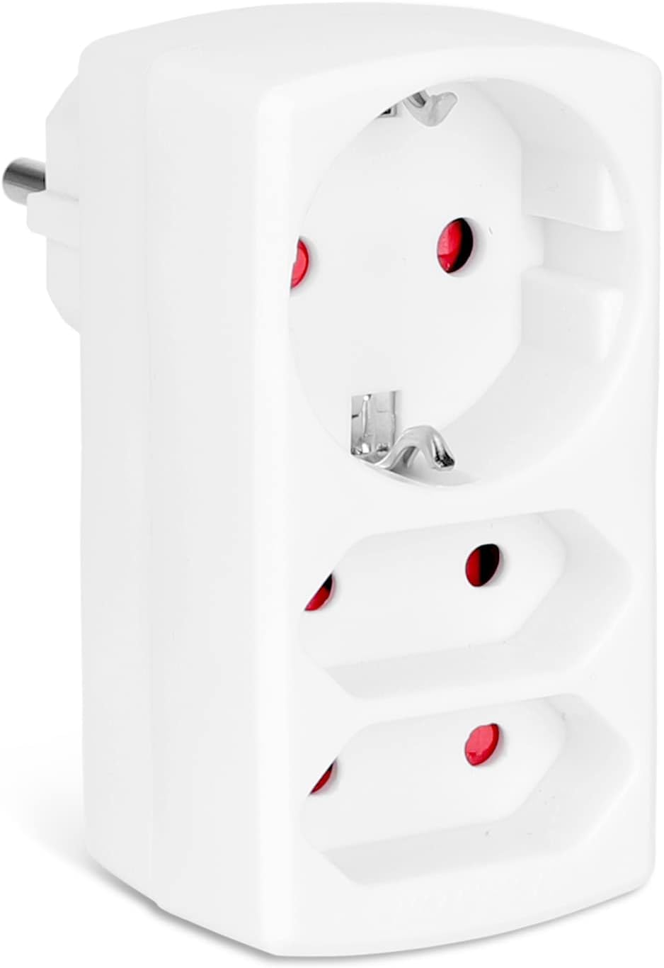 أمام view of the Aigostar European plug adapter showing one Schuko and two Euro sockets