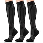 CAMBIVO 3 Pairs Compression Socks for Women and Men(20-30 mmHg), fit for Running, Flight, Travel, Pregnancy, Nurses, Circulation and Recovery - (Ink, Large-X-Large)