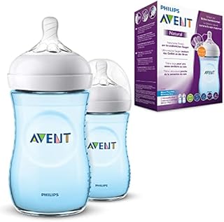 Philips Avent Natural Feeding Bottle 2 Count (Pack of 1), Blue, Translucent