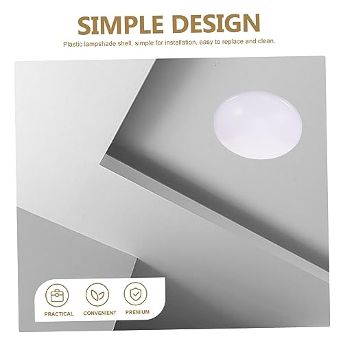 Image of Pleated Lamp Shade Ceiling Light Fixture Round Plastic Lampshade for Office Easy to Clean