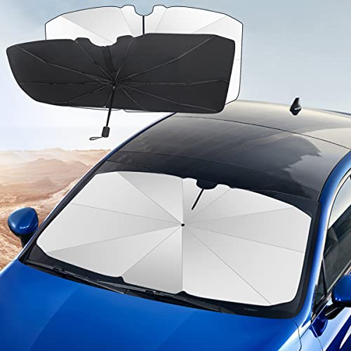 Parasol Coche Delantero, Parasol para Parabrisas de Coche Protección UV Plegable de Rotación de 360 ​​° y Aislamiento Térmico, Parasol de Coche, Parasol, para Coche, Camión, SUV (145x130x79cm)