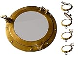 spiegel maritim gestalten Sea - Club Bullaugenspiegel aus Aluminium im Antik-Messing-Look, Ø 17,5 / 28 cm