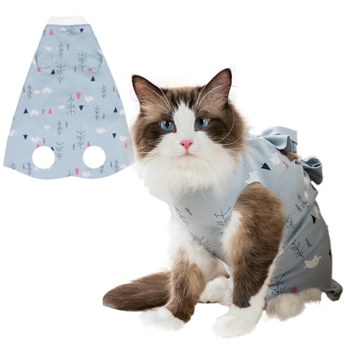 Traje de recuperação para gatos | Terno de pijama de gato - O gato alternativo do E-collar claro da