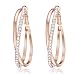 Gemini Ladies Jewerly Rose Gold Plated Big Round Hoop Swarovski Crystal Pierced Earring Sz 5cm Rose Gold