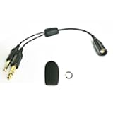 UFQ L-GA Adapt Bxxx X20 Lemo 6 pin Connector Aviation Headset to General Aviation GA Twin Plugs Adapter Free with Super high Density Sponge with O Ring Suit for Bxxx X20 Better Than Original Sponge