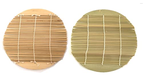Kitj Japanese Plates 22.2Cm (8.74 In) For Soba Noodle, Sushi Serving Tray, With Bamboo Drain Mat (Sunoko) 18Cm (7 In), Product Of Japan #TOP2