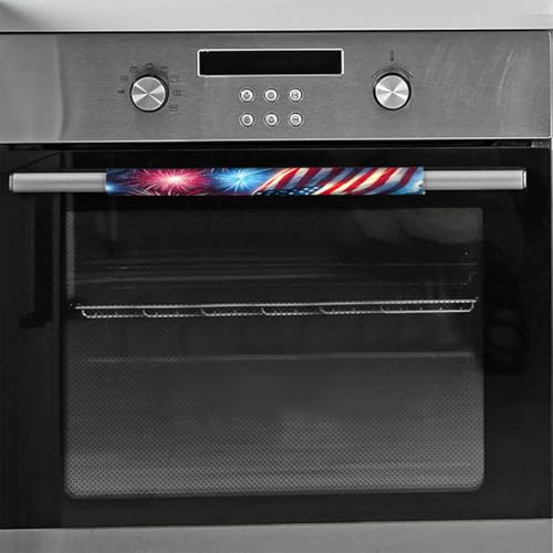 Image of Refrigerator Door Handle Covers Set of 2 Fireworks American Flag Washable Fridge Dishwasher Mocrowave Oven Stove Decor Protector Handle Cover Keep Kitchen Appliance Clean from Food Stains Decorate