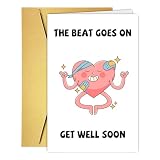 Qamza Funny Heart Disease Get Well Card for Him Her, Humor Heart Trouble Get Well Soon Cards, Cardiopathy FeeL Better Card, Heart Disease Encouragement Cards for Women Men Friend