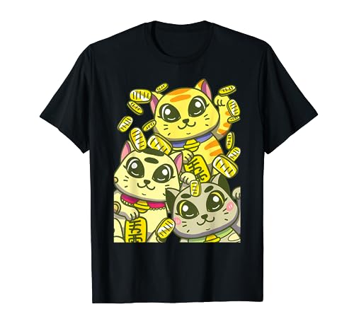 Kawaii Lucky Neko Vintage Cute Cats Lover Kitten Owner Maglietta