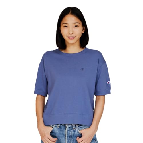 [チャンピオン] スウェット 半袖 丸首 裏毛 COTTON USA 刺繍 ワンポイントロゴ ショートスリーブスウェットシャツ ウィメンズベーシック CW-Z008 ウィンザーブルーのサムネイル