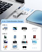 ORICO USB Stick 128GB USB 3.2 Speicherstick OTG 150MB/s, Silber, CB05 – Ansicht 6