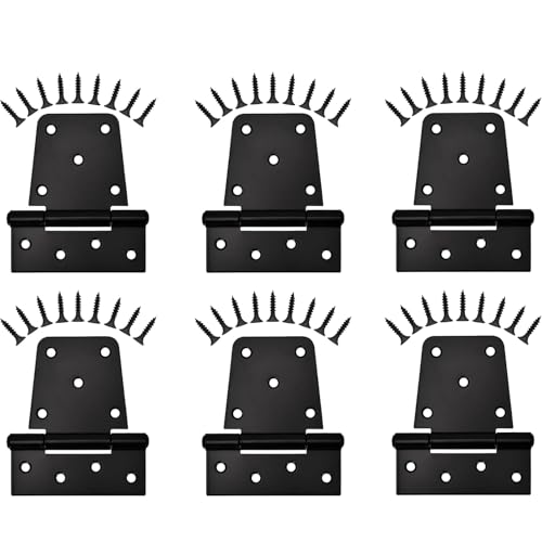 Sange Sopffy Heavy Duty Gate Hinges Black Iron hinge3.5 Inch for Outdoor Barn, Shed, Deck, Wood Door, and Fences (Screws Included) (6) by S SANGLE SOPFFY - Used condition - US$25.17