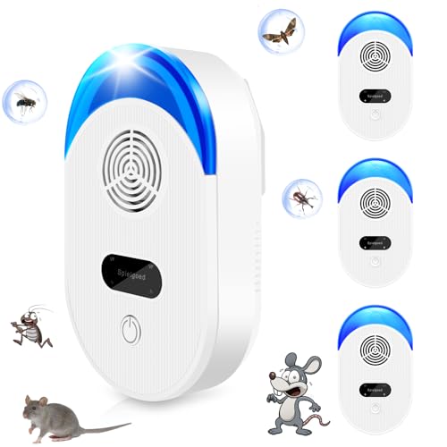 DOBWGXZ Upgraded Ultrasonic Pest Repeller, 4 Pack Mice Repellent, Powerful Insect Repellent Plug In, Effective Pest Control for Mice, Spider, Cockroach, Flea Etc, Safe for Humans and Pets