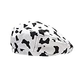IHAUIUE Animal Print Berets Hat Fashion French Hats Trendy Artist Caps for Women Lady, Cow Print White
