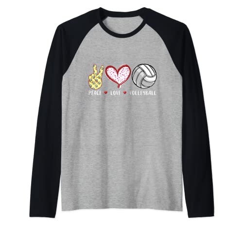 paz amor voleibol regalo niñas niños niños mujeres hombres entrenador Camiseta Manga Raglan