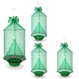 4 Pack Reusable Ranch Fly Trap Hanging, Fly Traps Outdoor Fly Catcher Killer Hunter Cage Control, Farm Horse Stable Fly Trap for Orchard, Barn, Garden