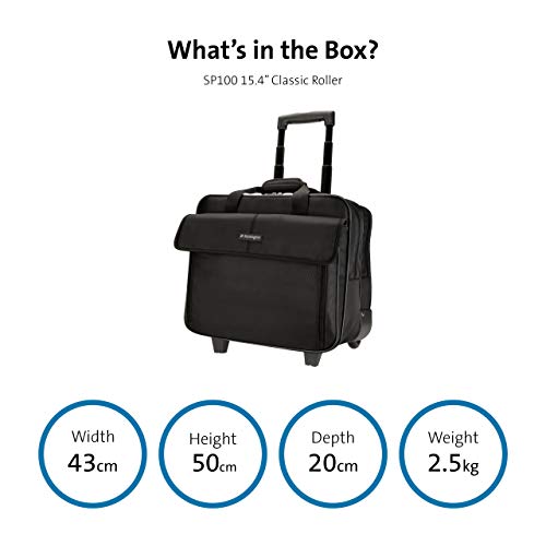 Kensington Laptoptrolley, klassische Trolley für 15,6 Zoll Laptops, Mit Tragegriff und Zubehörfächern, Für Männer & Frauen, Ideales Reisegepäck, schwarz, K62565EU