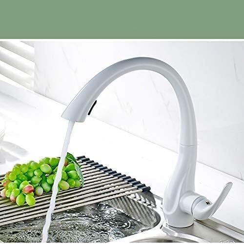 Miniatura 2 de Grifos táctiles, grifo de fregadero de cocina para bar, granja, comercial, grifos de cocina tipo cisne de latón negro, grifo de cocina blanco