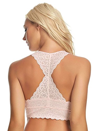 Jezebel By Felina | Lace Bralette | Wire Free | Unpadded | T-Back | Support (Black, Small) #TOP4