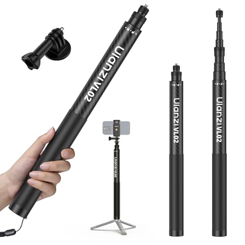 Image of ULANZI VL02 2.7m Carbon Fiber Extended Invisible Selfie Stick, Compatible with Insta360 X5 /X4 /X3 /Ace Pro /GO 3S /ONE X2 /DJI Osmo 360, Extension Pole Waterproof Handle Grip for GoPro, Phone and More