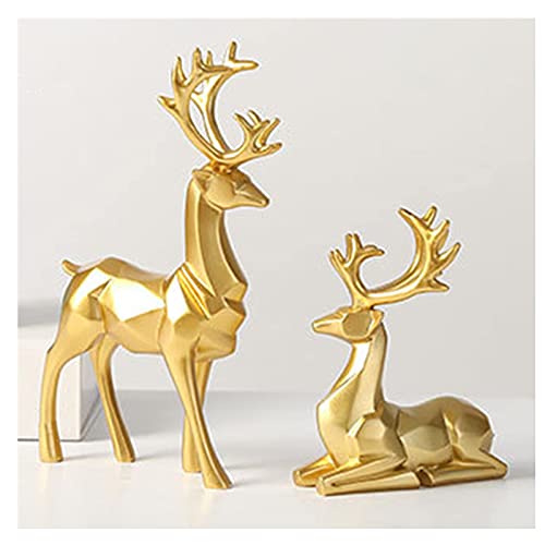 Rackbone 2 Pièces Figurines de Renne de Noël Décor Style Nordique Européen Statue de Cerf Cheminée Fenêtre Bureau Chambre Étagère Ornement pour...