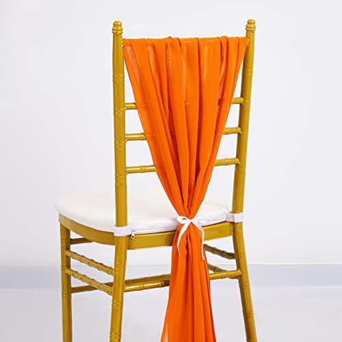 12Pcs Orange Chiffon Table Runners 10Ft Sheer Wedding Table Runners, 12X120 Inch Gauze Table Runners, Romantic Tulle Table Runners For Romantic Bridal Shower, Baby Shower, Outdoor Decoration #TOP6