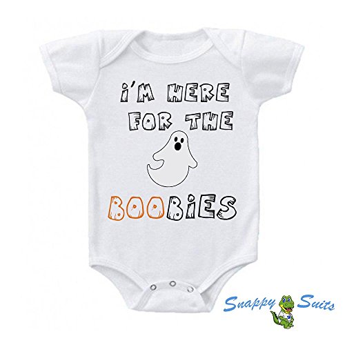 Im Here for The Boobies Cute Halloween Ghost Baby One Piece Suit Romper