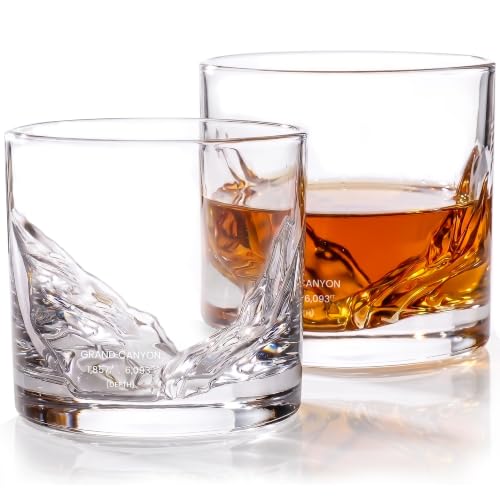 Image of LIITON Grand Canyon Old Fashioned Whiskey Glasses, Set of 2, Mens Gift