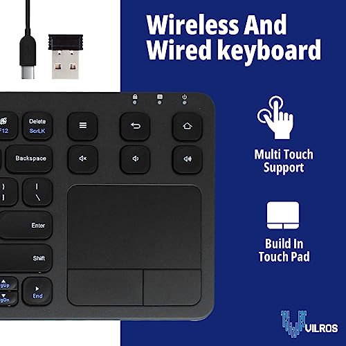 image for Vilros 2.4G Wireless & Wired Touch Keyboard with Built-in Touchpad- US