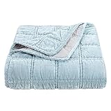 HiEnd Accents Stella Faux Silk Velvet Throw Blanket Light Blue, 50x60 inch, Double...